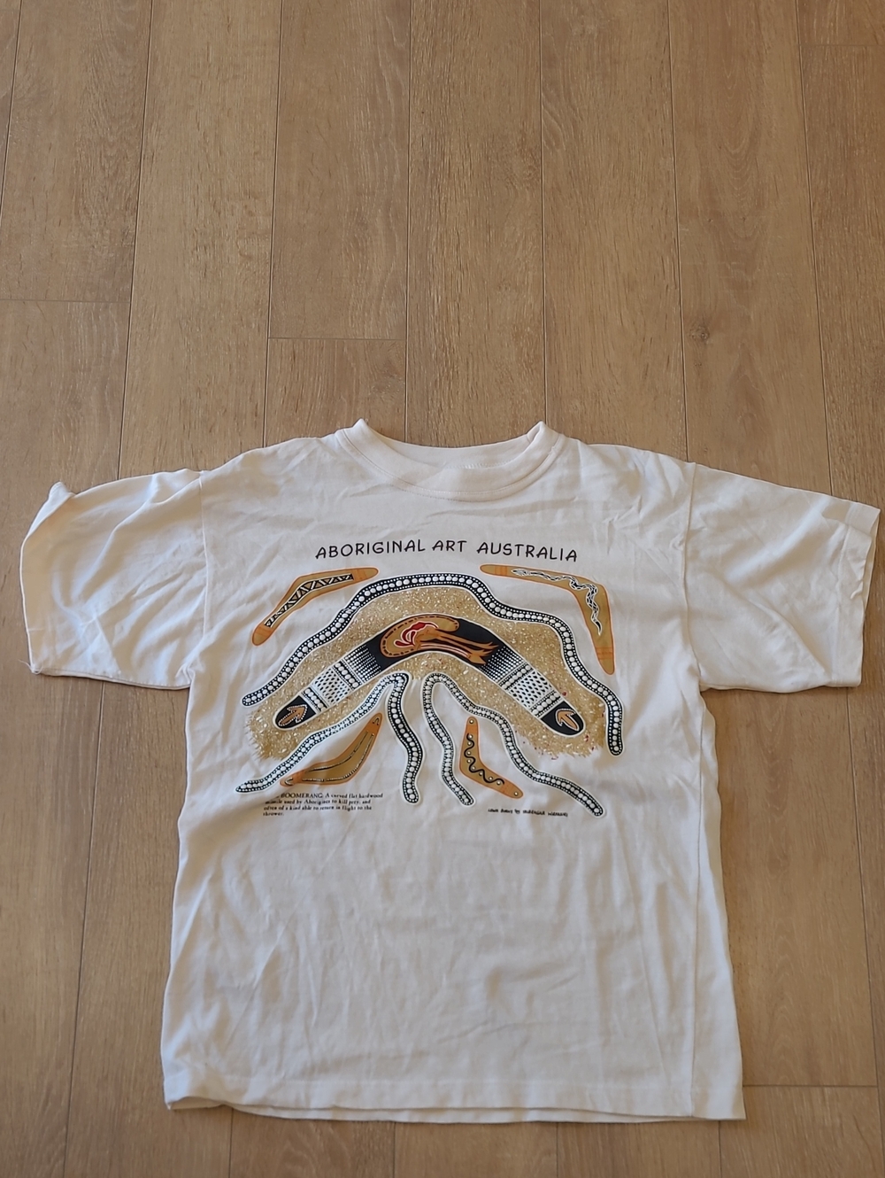 1995 White Aboriginal Art Australia Short Sleeve Tee